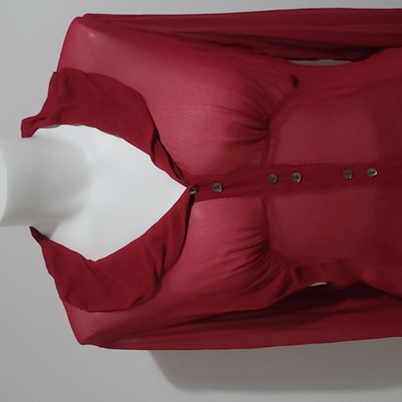 Deborah hill 100% silk red blouse size 8 - Picture 2 of 8